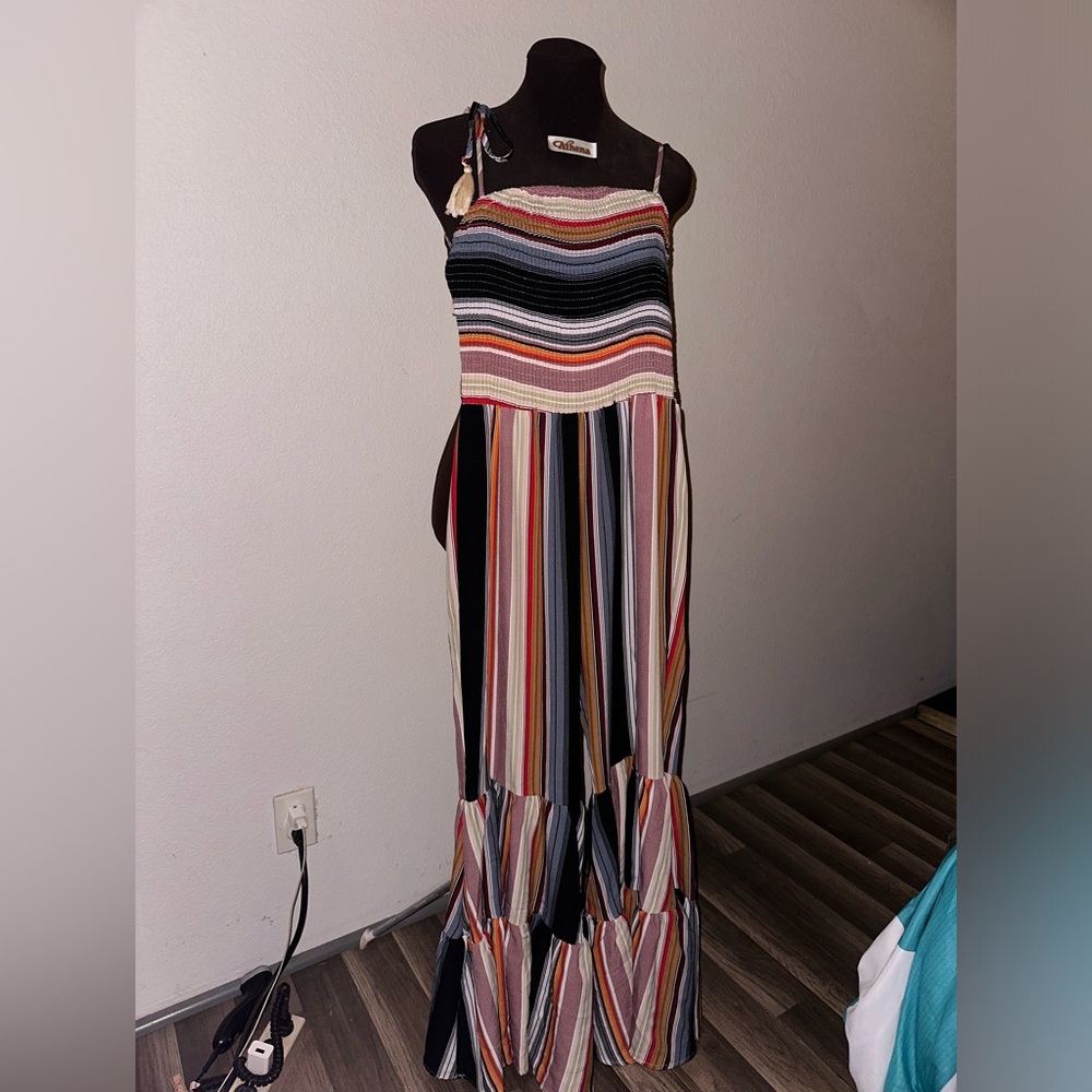 Main Strip Patterned Bell Bottom Jumpsuit